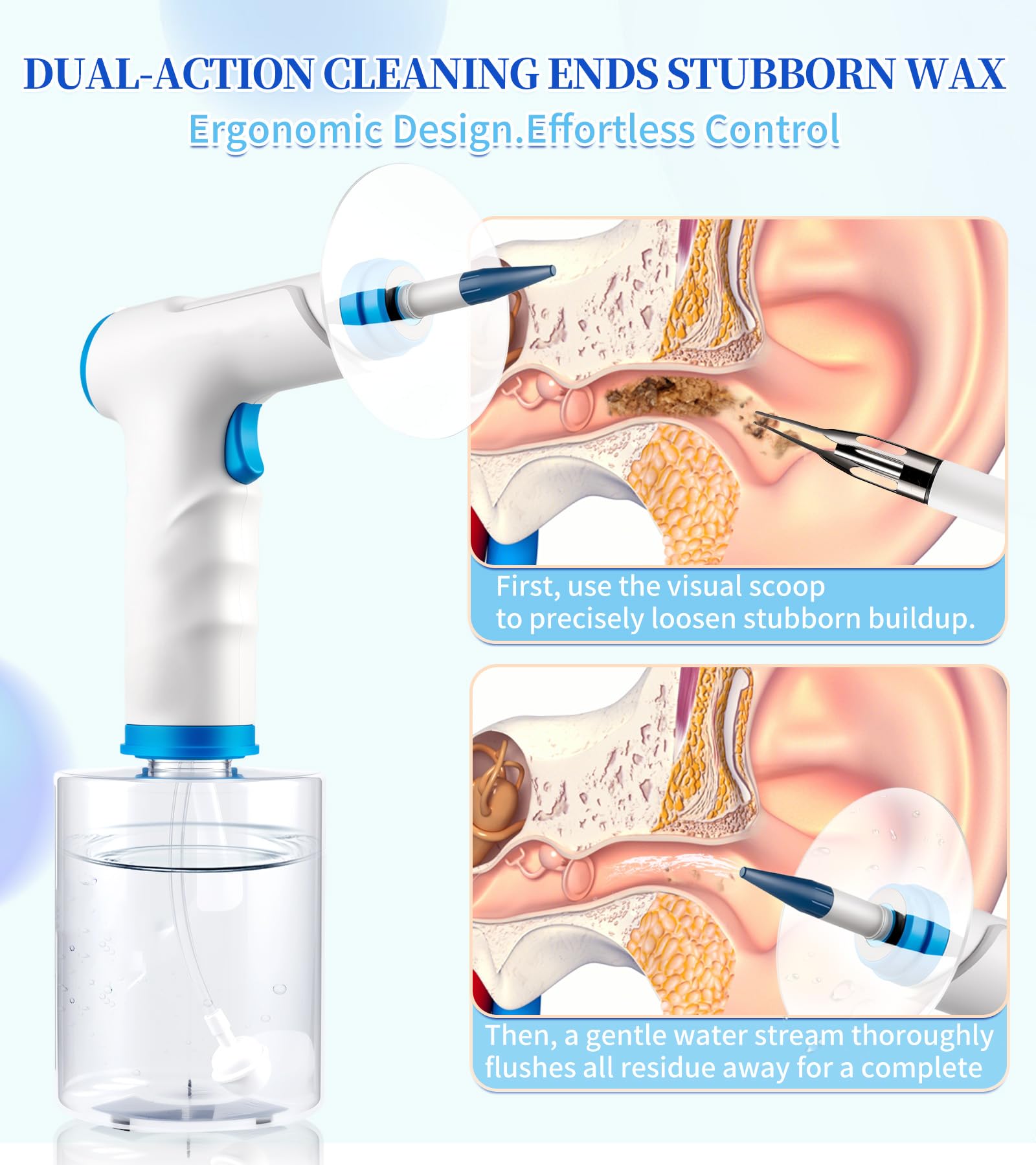 WisePulse ear-cleaner-led-light-illumination highlights visibility during cleaning.