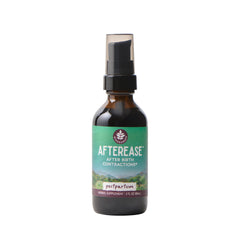 WishGarden AfterEase bottle closeup shows herbal blend for postpartum comfort.