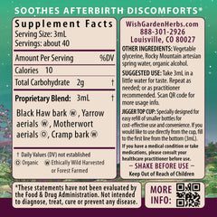 WishGarden AfterEase bottle pour showing easy dosing for afterbirth comfort.