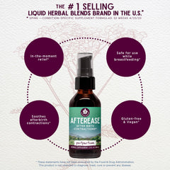 WishGarden AfterEase label view highlights organic herbs for gentle postpartum relief.