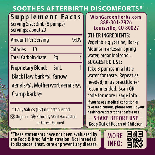WishGarden AfterEase tincture pour demonstrates easy, on-the-go support for late postpartum cramps.