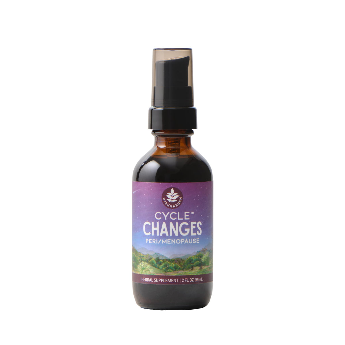 WishGarden Cycle Changes bottle label showing herbal menopause support.