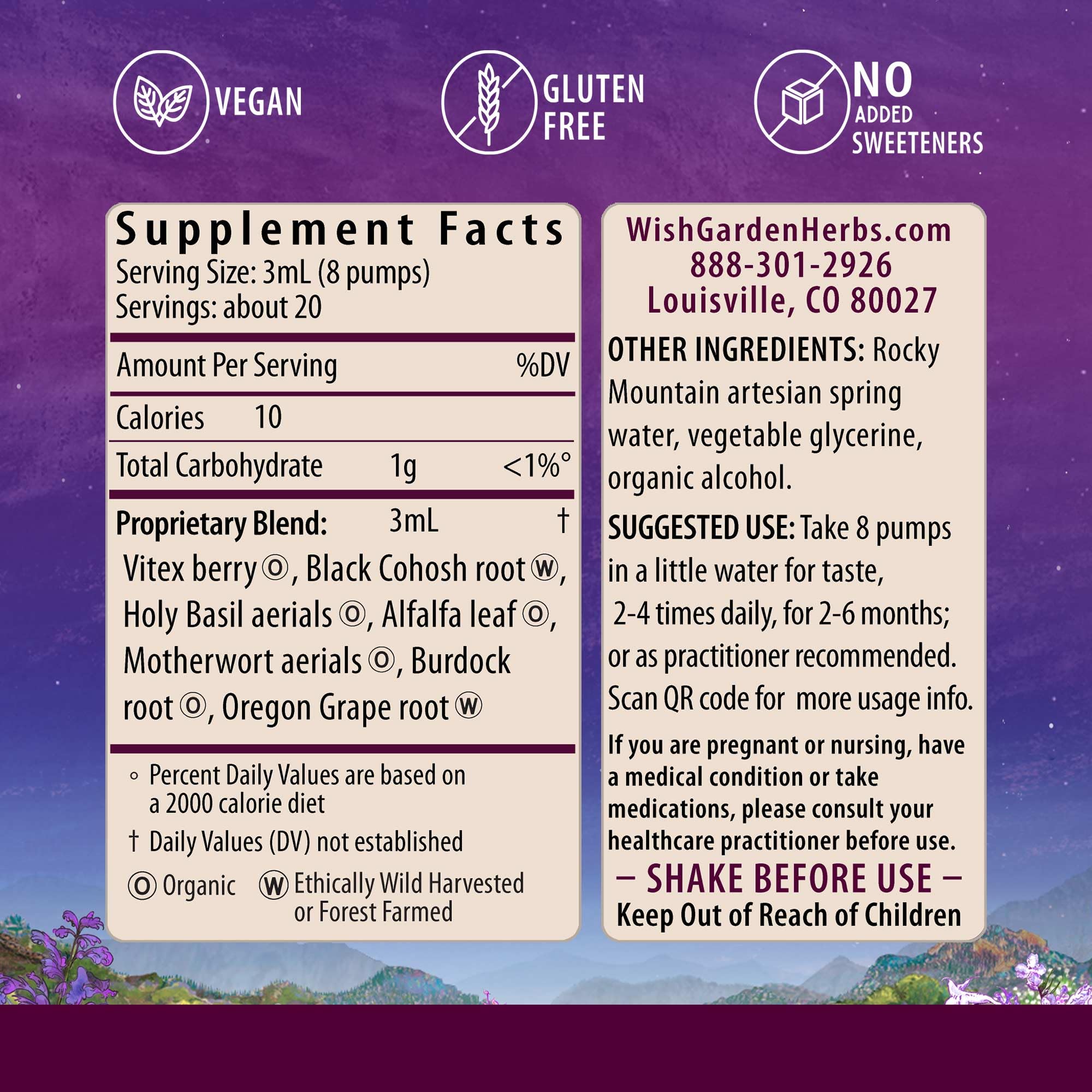 WishGarden Cycle Vitality I dropper pour for easy daily dosing