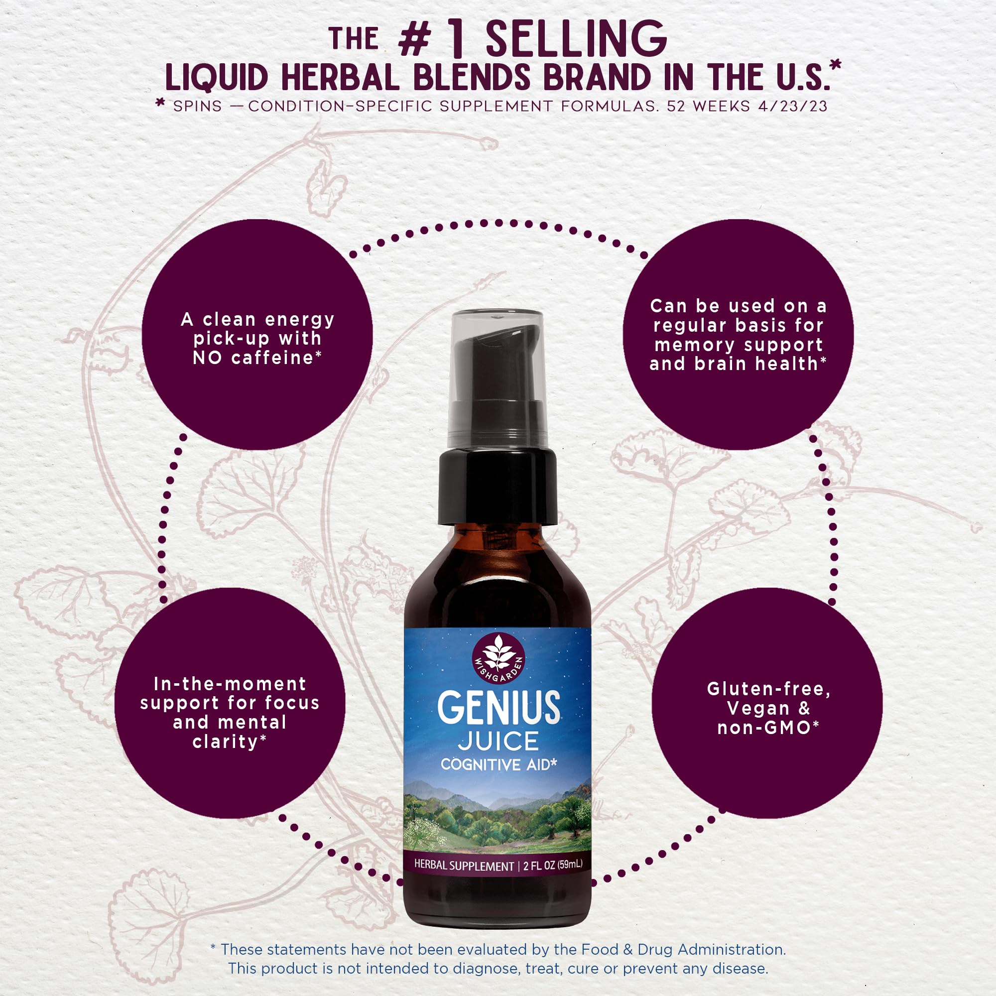 Genius Juice drops pouring from a dropper showing liquid tincture freshness