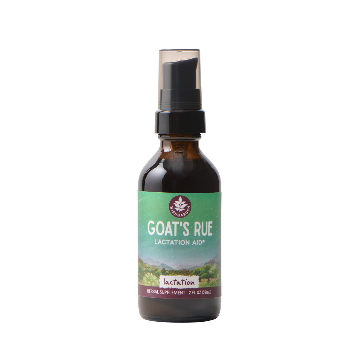 WishGarden Goat's Rue tincture bottle promotes organic, fenugreek-free lactation support for moms