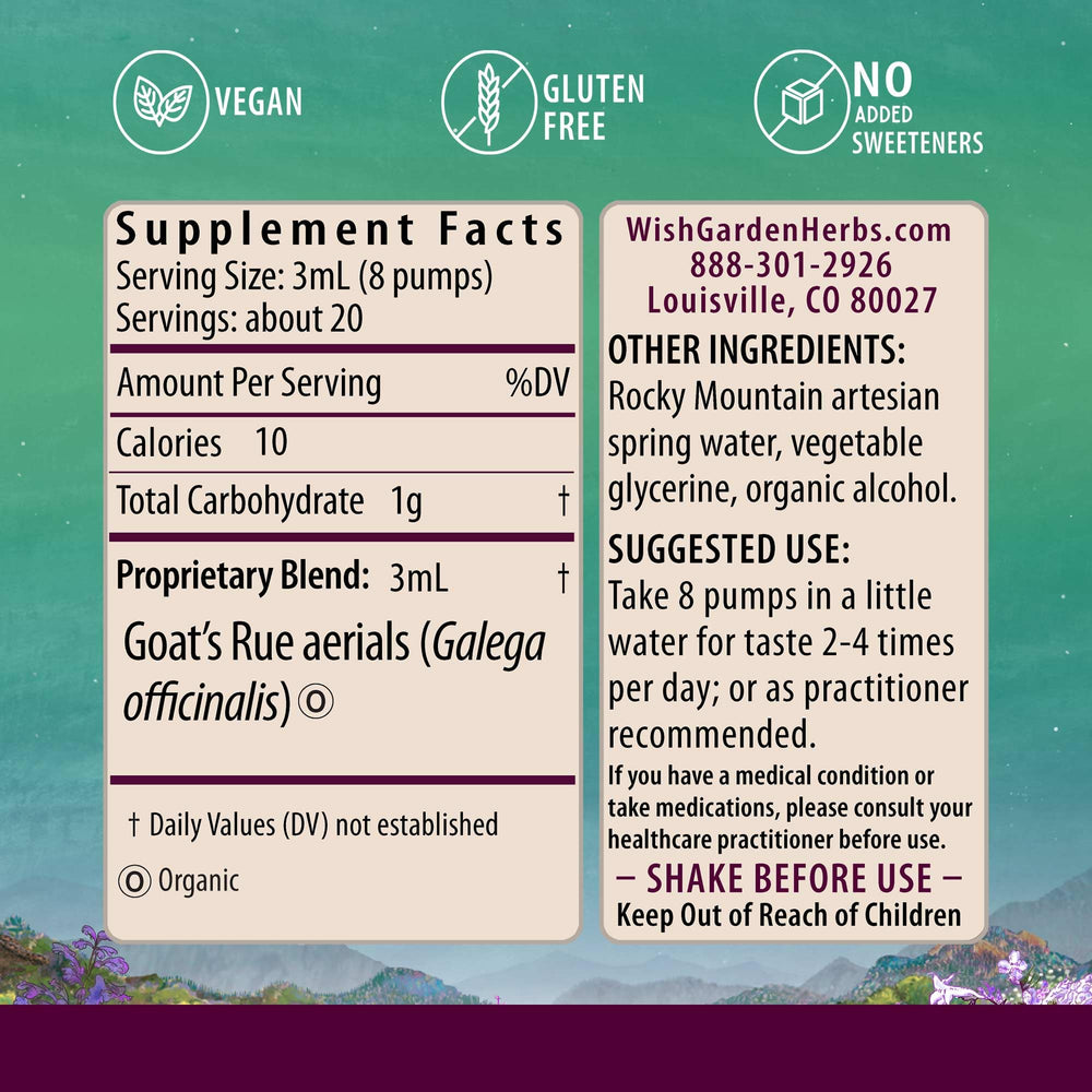 WishGarden Goat's Rue tincture pour shows convenient liquid herbal extract use