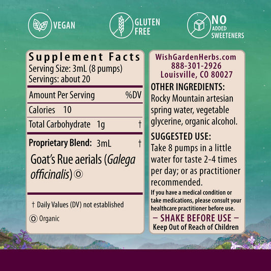 WishGarden Goat's Rue tincture pour shows convenient liquid herbal extract use