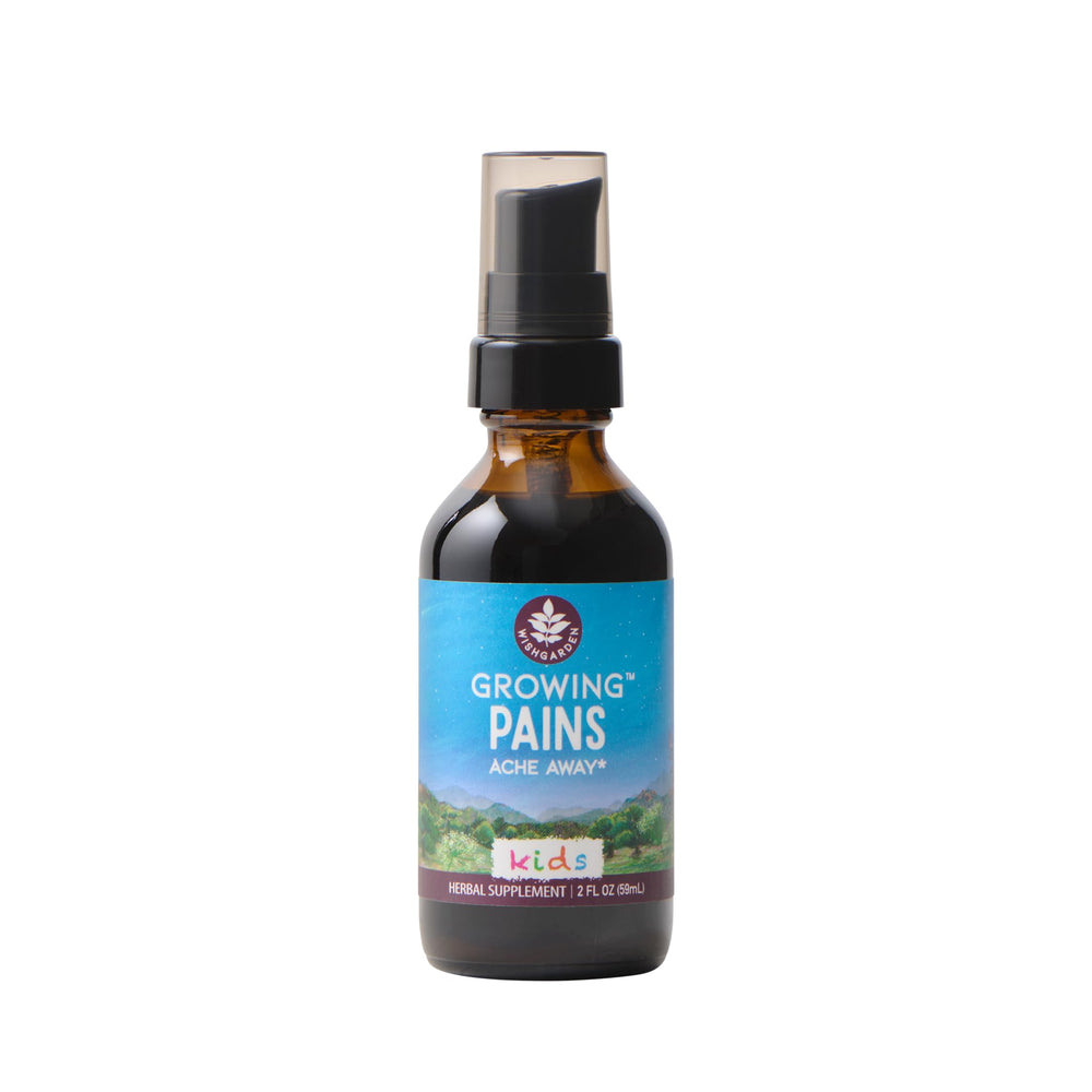 WishGarden Growing Pains for Kids bottle pour shows easy dosing for comfort.