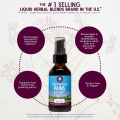 WishGarden Growing Pains label highlights organic, vegan ingredients.