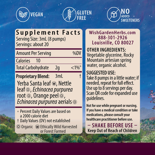 WishGarden Kick-Ass Allergy liquid tincture for fast absorption and immediate support.