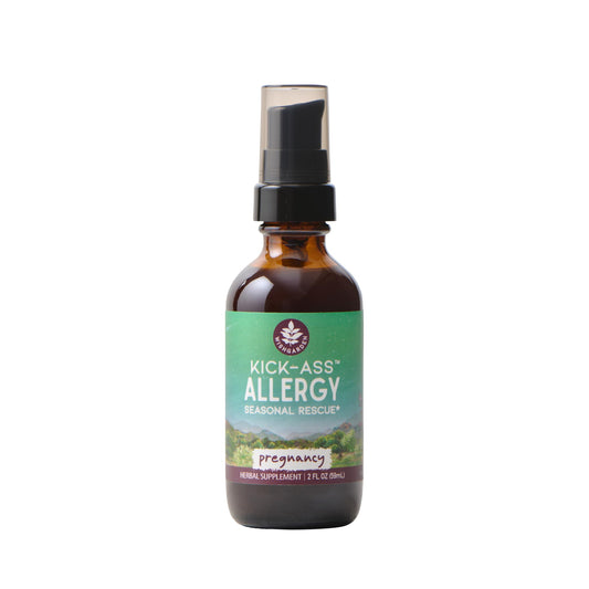 WishGarden Kick-Ass Allergy for Pregnancy bottle pour for quick dosing.