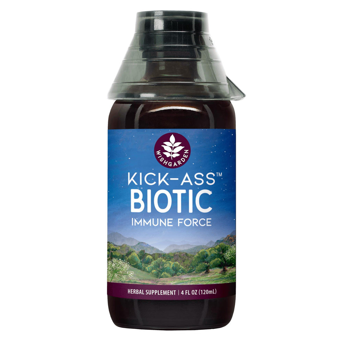 WishGarden Kick-Ass Biotic Immune Hero bottle supports daily immune balance