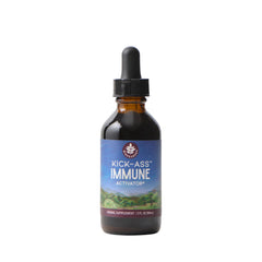 WishGarden Kick-Ass Immune Activator bottle pour demonstrates easy dosing and fast absorption.