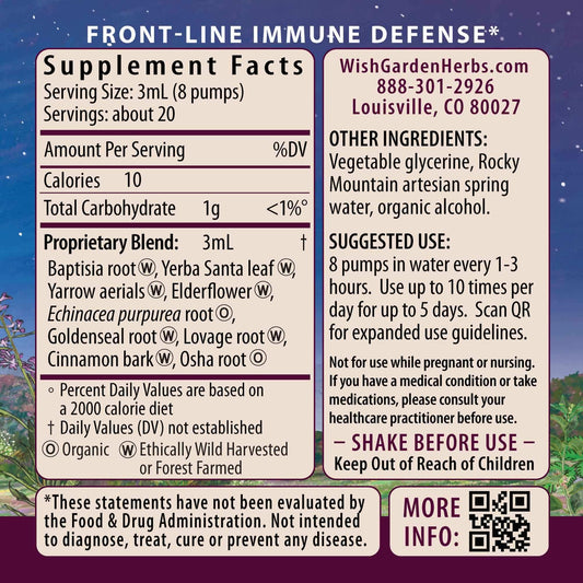 WishGarden Kick-Ass Immune Activator dropper releasing precise 3 mL doses.
