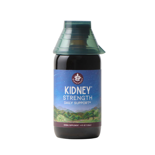 WishGarden Kidney Strength bottle front shows plant-based support for urinary health.