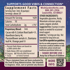 WishGarden Liquid Bliss label closeup highlights organic ingredients.