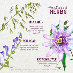 WishGarden Quiet Time for Kids scullcap and milky oats, gentle support for bedtime transitions.