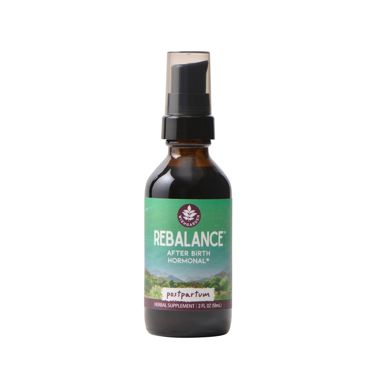 WishGarden ReBalance bottle with dropper offers convenient postpartum support.