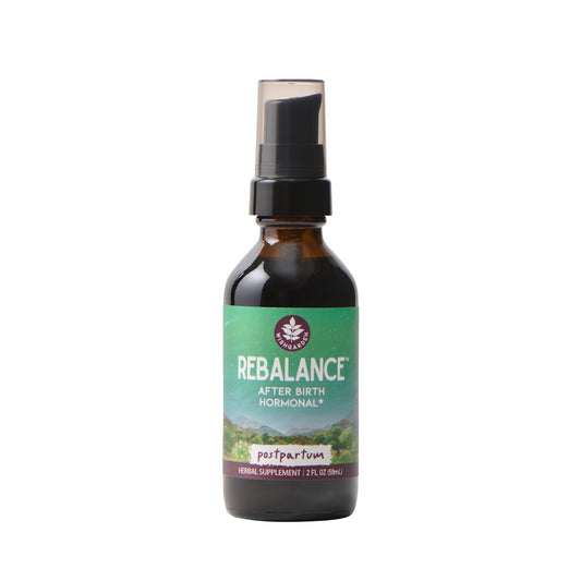 WishGarden ReBalance bottle with dropper offers convenient postpartum support.