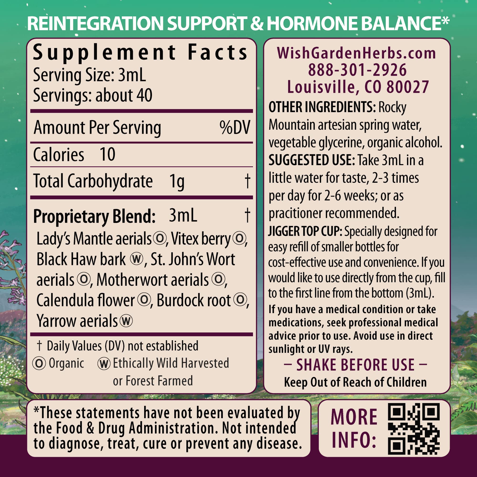 WishGarden ReBalance dropper dispenses tincture for flexible dosing and quick absorption.