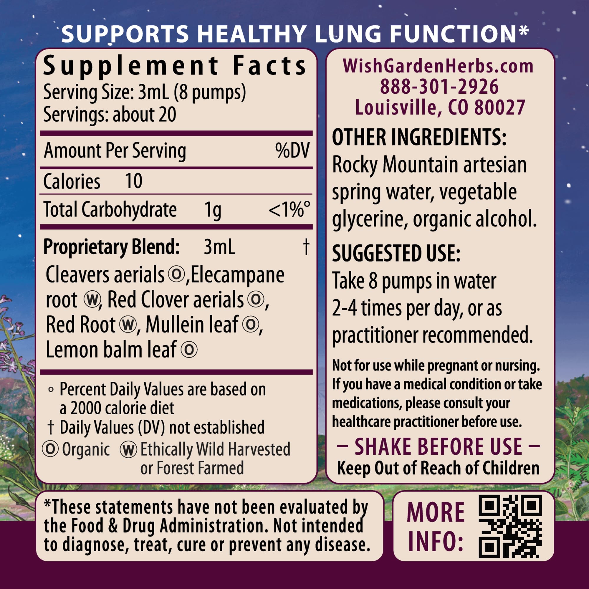 WishGarden Respiratory Strength drops shown for precise 3 mL dosing