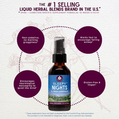 WishGarden Sleepy Nights amber bottle with label highlighting organic ingredients