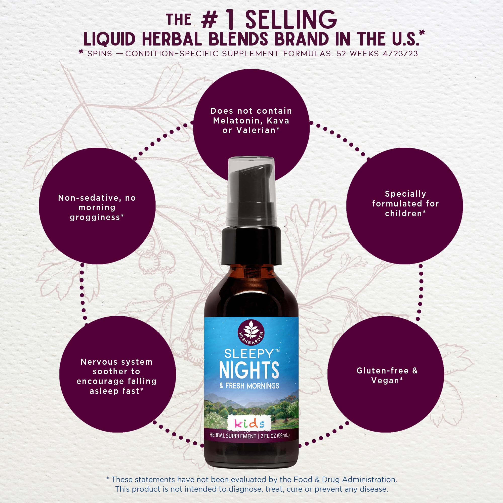 WishGarden Sleepy Nights tincture bottle pouring for nap-time calm