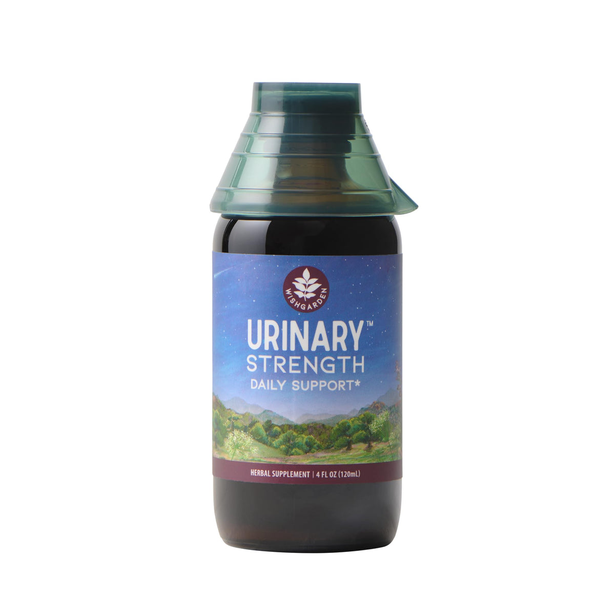 WishGarden Urinary Strength bottle label with herbal blend for urinary support