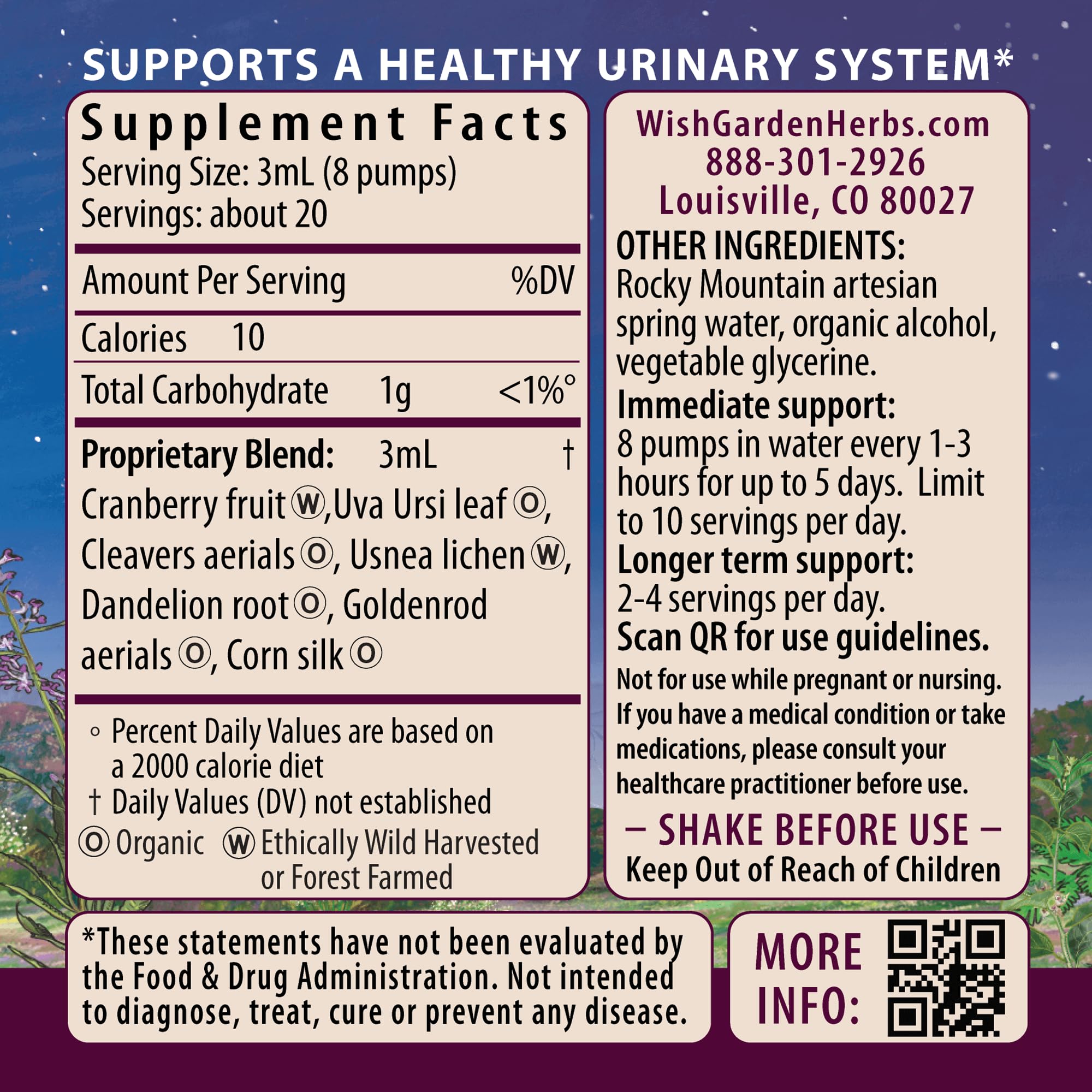 WishGarden Urinary Strength tincture dropper ready for quick urinary support