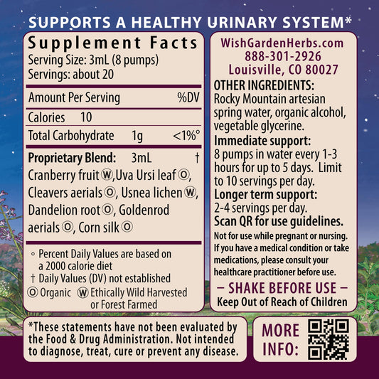 WishGarden Urinary Strength tincture dropper ready for quick urinary support