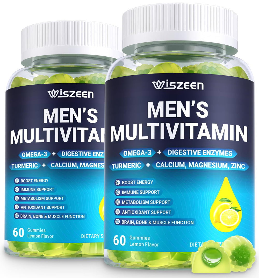 Wiszeen Men's Multivitamins Gummies bottle close-up for convenient daily nutrition and energy support.