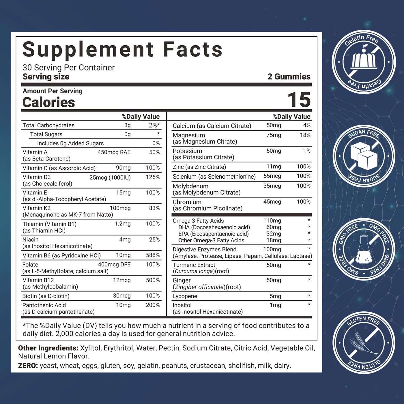 Wiszeen Men's Multivitamins Gummies poured into hand, highlighting easy daily use and focus.