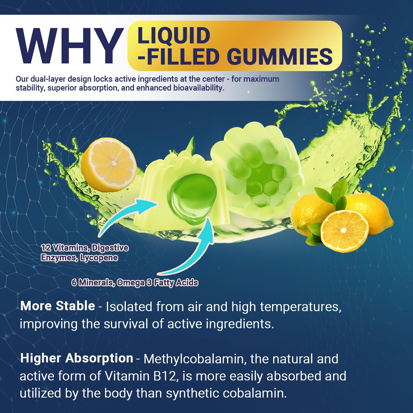 Two Wiszeen gummies on a spoon ready to take for daily energy.