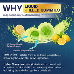 Two Wiszeen gummies on a spoon ready to take for daily energy.