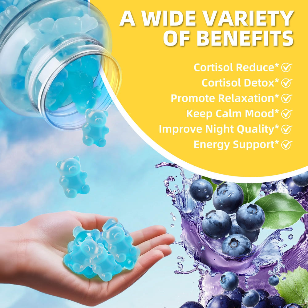 Wllbdloig cortisol gummies blueberry flavor ready to enjoy