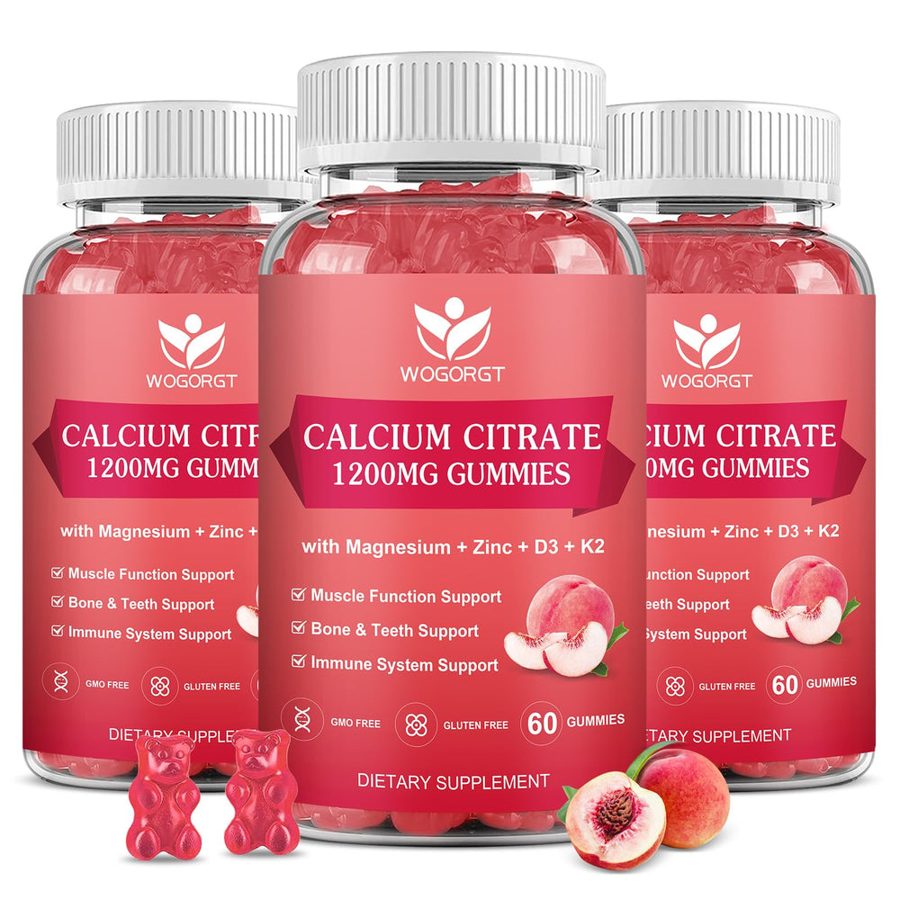 WOGORGT calcium citrate 1200mg gummies for strong bones and teeth support.