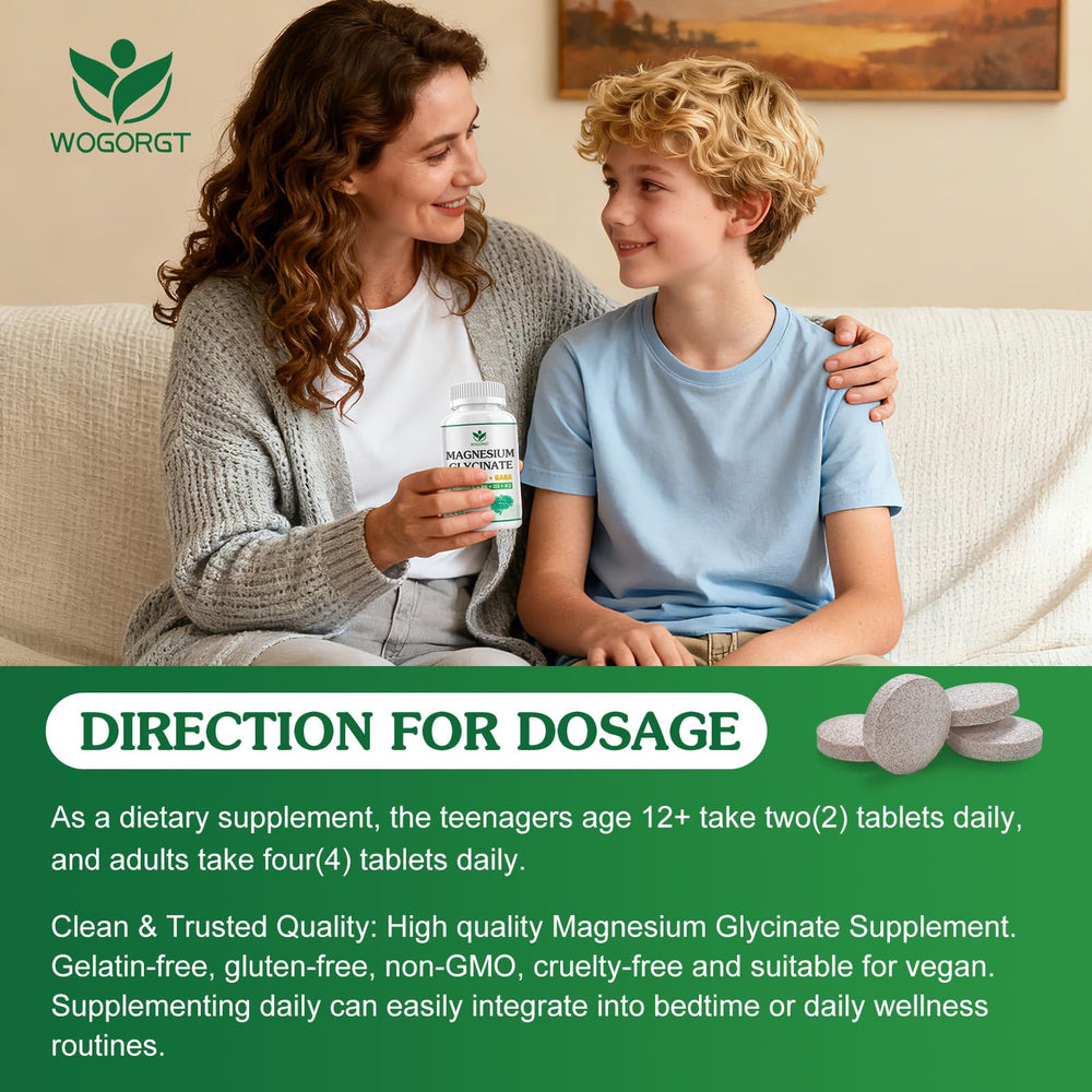 WOGORGT daily-dosage guide shows two tablets twice daily.