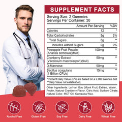 WOGORGT gummies close-up highlighting cranberry flavor and sugar-free formula.