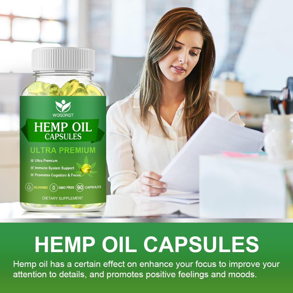 WOGORGT Hemp Oil Capsules packaging flatlay signals premium quality