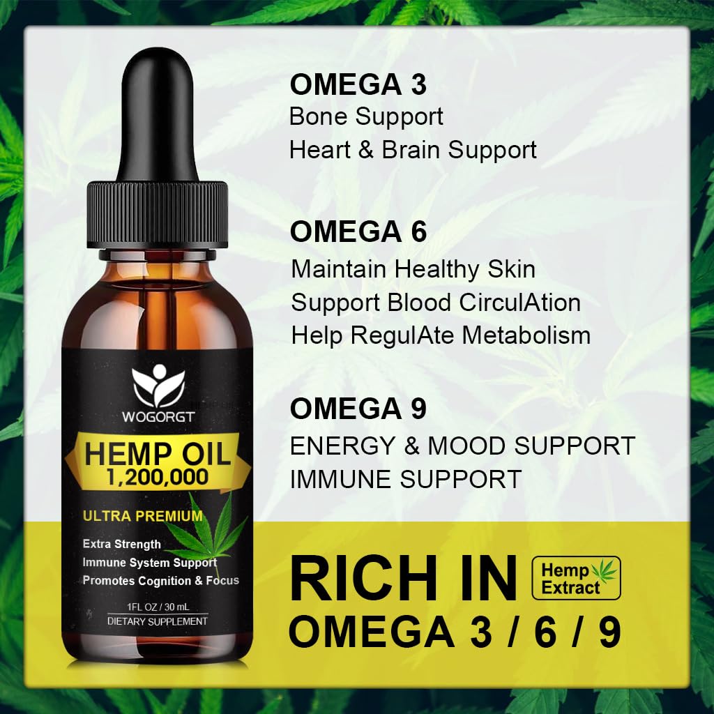 WOGORGT Hemp Oil four-pack setup emphasizes convenient daily use