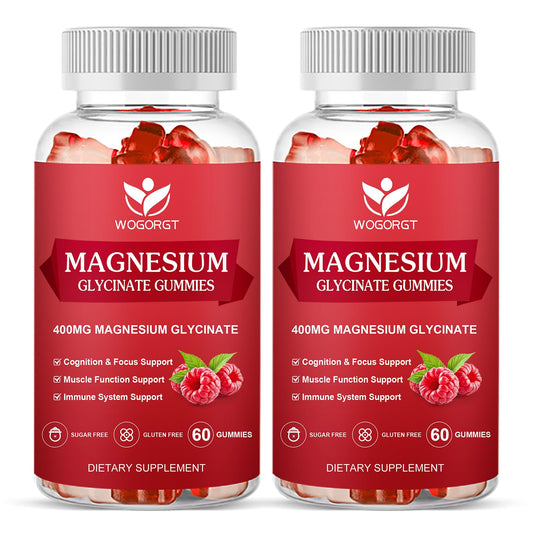 WOGORGT Magnesium Glycinate Gummies bottle front for daily relaxation support