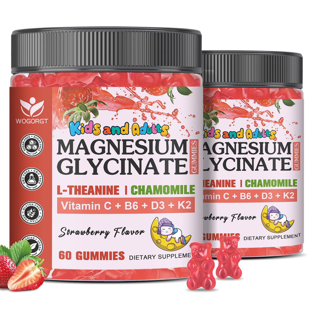 WOGORGT magnesium glycinate gummies bottle front for daily calm and focus