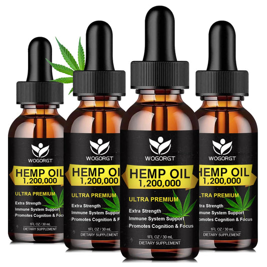 WOGORGT Organic Hemp Oil 30ml bottle with pour for daily relaxation