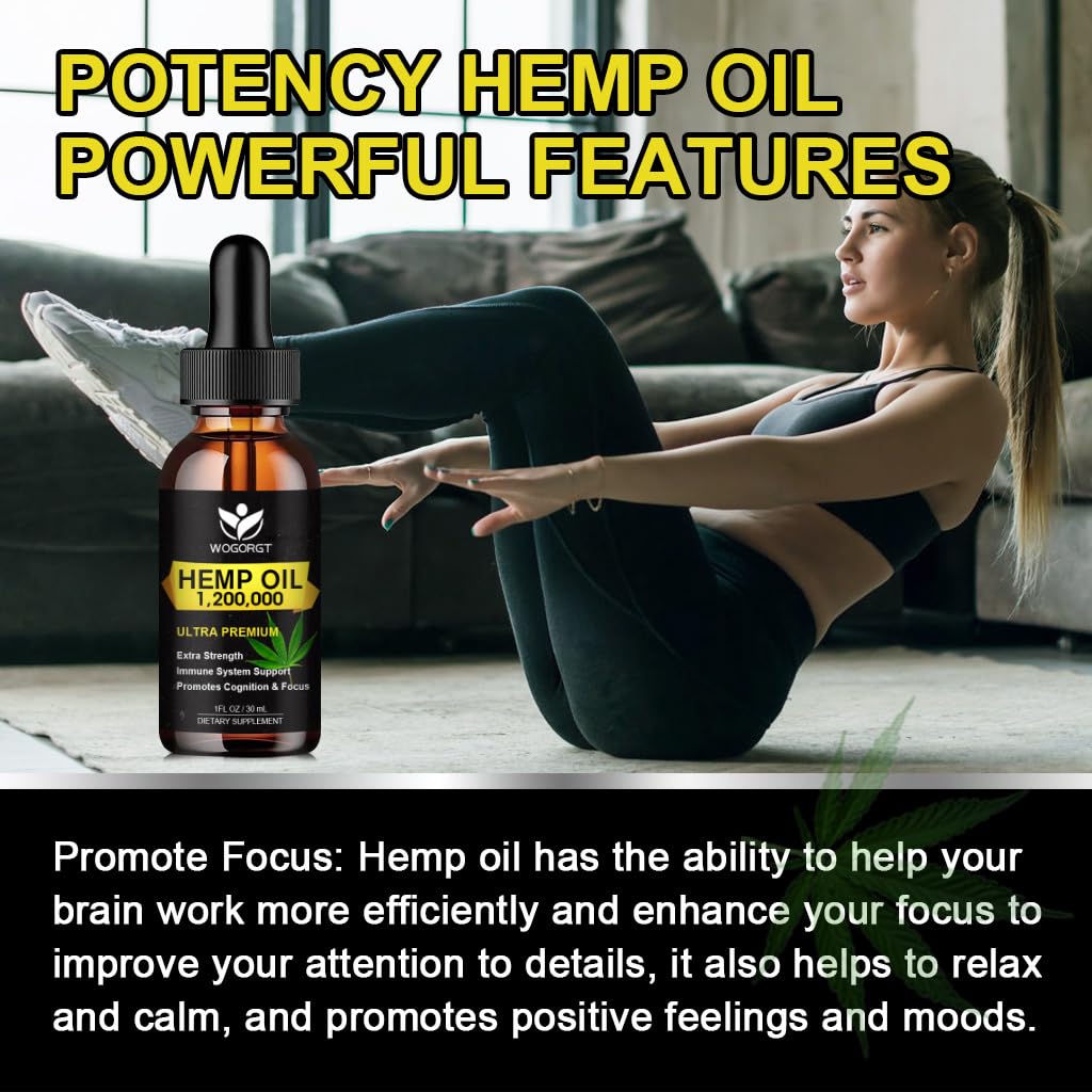 WOGORGT Organic Hemp Oil amber glass bottle signals premium quality