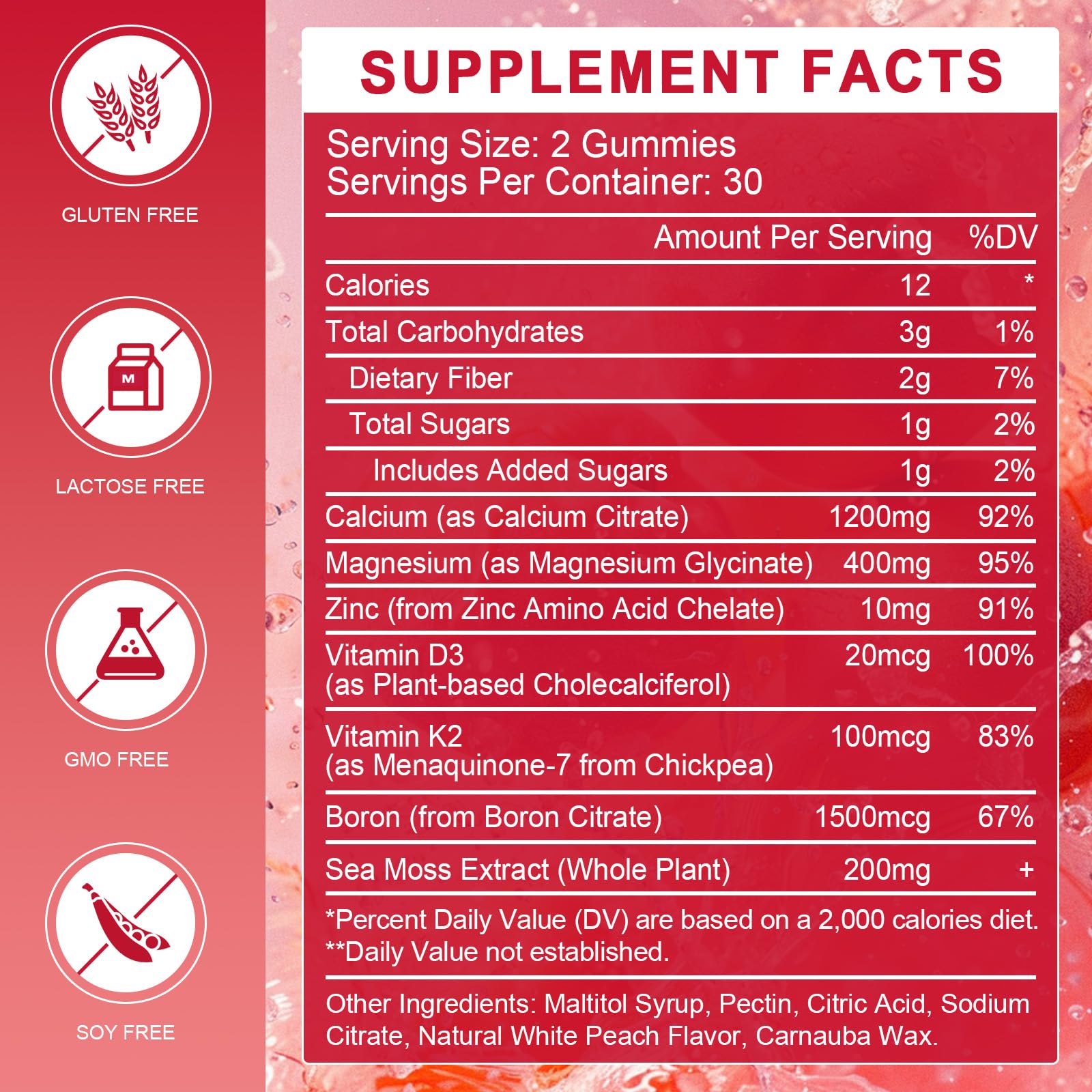 WOGORGT peach-flavored gummies pack on kitchen counter for daily immune support.