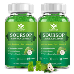 WOGORGT Soursop Gummies bottle with leaves extract supports daily immune wellness.
