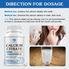 WOGORGT vegan-friendly calcium citrate 1200mg tablets highlighting vegan, non-GMO formula