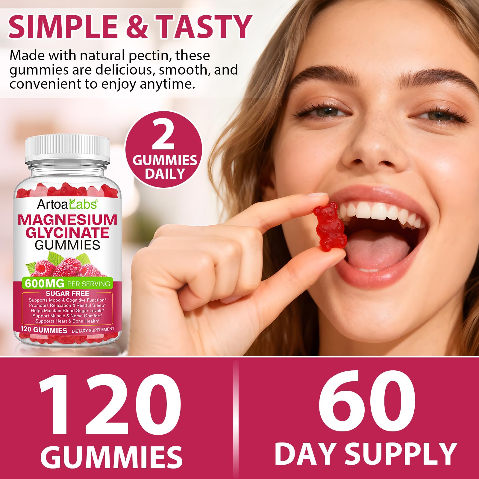 WOJBALMN Magnesium Glycinate Gummies bottle-collection signals family-friendly supplement.