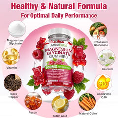 WOJBALMN Magnesium Glycinate Gummies closeup-chewy emphasizes soft texture and ease of chewing.