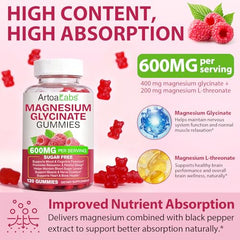 WOJBALMN Magnesium Glycinate Gummies label nutrition highlights 600 mg magnesium per serving.